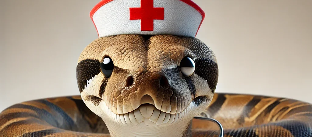 De "SOA-constrictor" mascotte verwijst naar de esculaap, het symbool van geneeskunde.